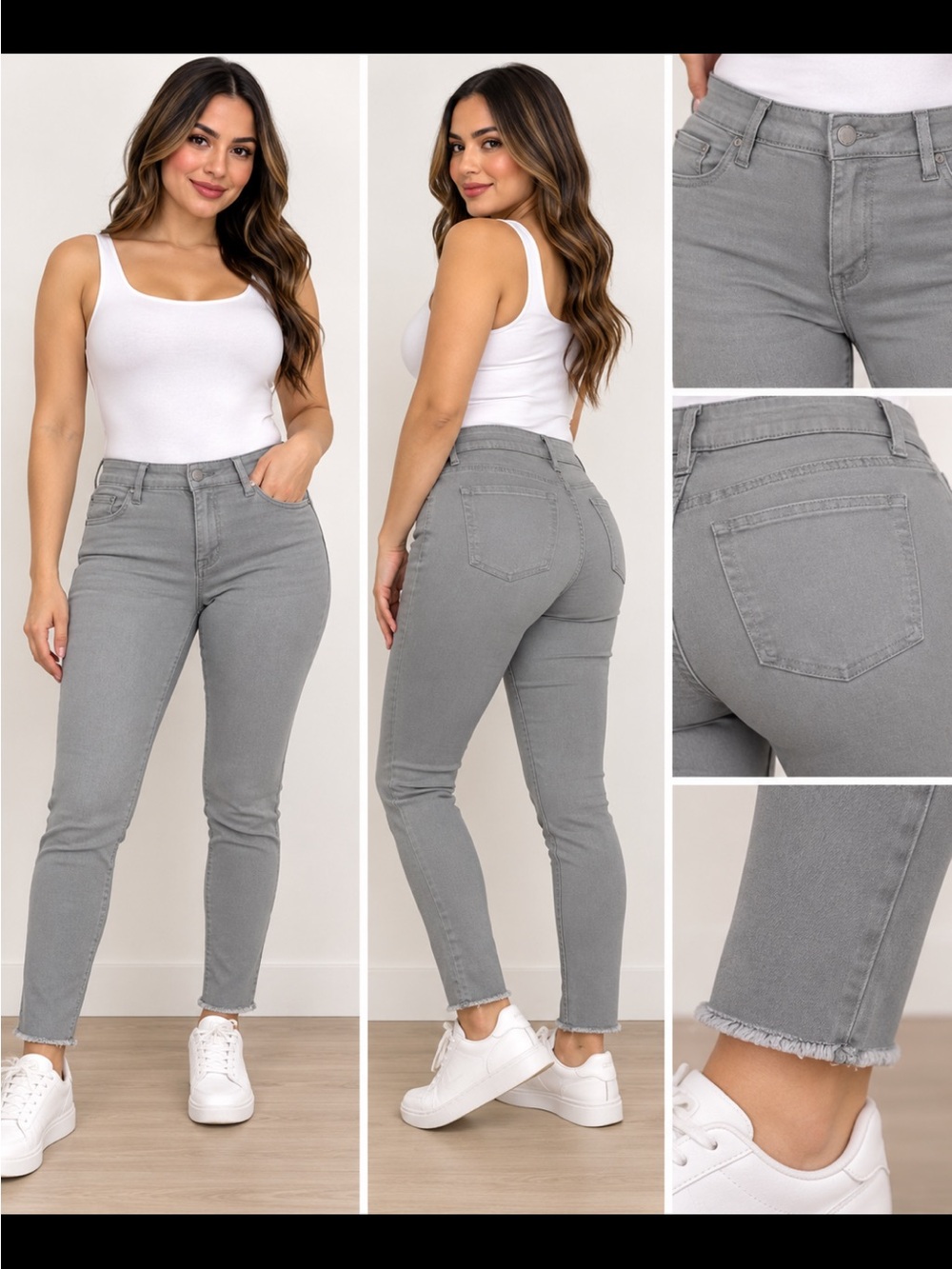 crown & ivy Women's Straight-Leg Jeans in Gray